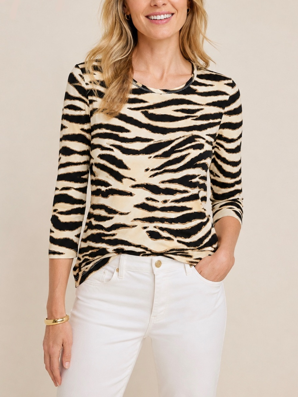 J.McLaughlin Catalina Cloth Zebra Animal Print Top, Size S
